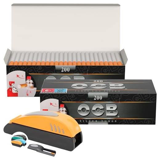 JEVX 400 Tubos de cigarrillos con Filtro OCB + Regalo Maquina Liadora de Tabaco Manual - Entubador para Llenado de Cigarros - Entubadora de Bolsillo para Liar Tubos de Tabaco Picado