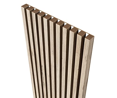 MEBANO Panneaux Acoustiques MDF 4x (18,5x240 cm) Chêne Sanremo Clair sur Plaque Blanche – Revêtement Mural Intérieur