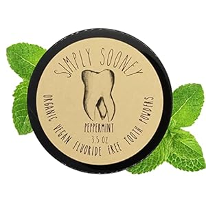 Vegan Fluoride Free Toothpaste Powder Organic Peppermint Essential Oil I Natural Whitening I Stronger Teeth (3.5 oz (Jar BPA Free Plastic))