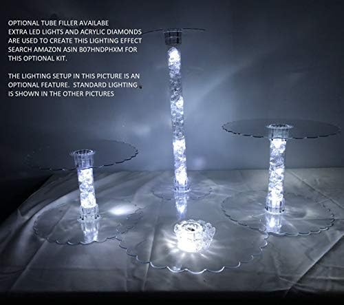Multi Tier Wedding Cake Stand with LED Lights and Optional Water Fountain (4 Tier Stand, Without Fountain)