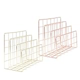 DIKACA 2 Stück Metal Desktop Briefablage Organizer mit Fächern Gold und Roségold Stabiler Draht Aktenhalter für Büro Schule Brief Dokumentenablage Platzsparend Elegantes Design