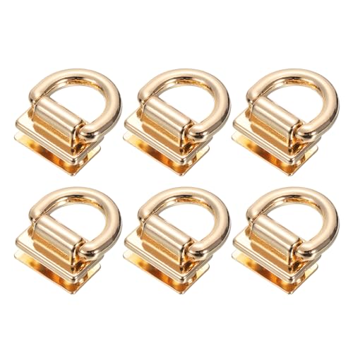 uxcell Metal Bag Connector with D Ring, 6Pcs 18mm Purse Bridge Hanger Buckle with Screws for Purse DIY Key Chain Lanyard (Light Golden)
