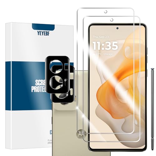 YEYEBF Moto G Stylus 5G-2024 HD Clear Tempered Glass Screen Protector + Camera Lens Protectors [2+2 Pack] [Case Friendly] [Anti-Glare] [Bubble-Free] Screen Protector For Moto G Stylus 5G-2024
