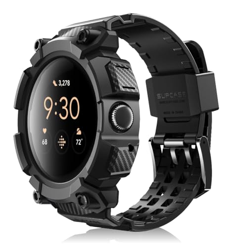 SUPCASE for Google Pixel Watch 3 45mm Case with Band (Unicorn Beetle Pro) [Military-Grade Protection] [Anti-Scratch] Rugged Men Cover with Adjustable Strap Band for Pixel Watch 3 45mm Black