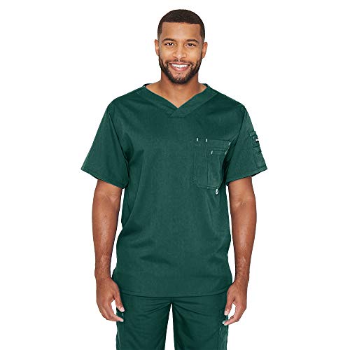 Grey's Anatomy Men's Modern Fit V-Neck Scrub Top, Hunter, Large #TOP9