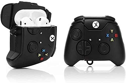 Cat Care Soft Silicone Cartoon Character Cover with Keychain, 360° Protective Case Compatible with Airpods 2 & 1 (Airpods 2 & 1, Game Pad Black) 3