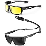 ATTCL Bundle Sports Polarized Sunglasses For Men Women Cycling Driving Fishing 100% UV Protection Sunglass:(2021-yeshi)+(1124-C1-Back-All)