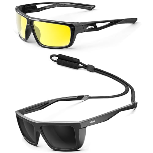 ATTCL Bundle Sports Polarized Sunglasses For Men Women Cycling Driving Fishing 100% UV Protection Sunglass:(2021-yeshi)+(1124-C1-Back-All)
