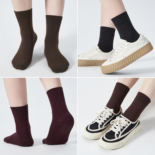 Image of ATBITER Women's Thin Cotton Crew Socks - Soft Above Ankle Bootie Casual Dress Socks 6-Pairs