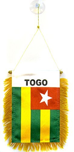 Az Flag Gagliardetto Togo 15X10Cm Con Ventosa - Bandierina Per Auto Togolese 10 X 15 Cm