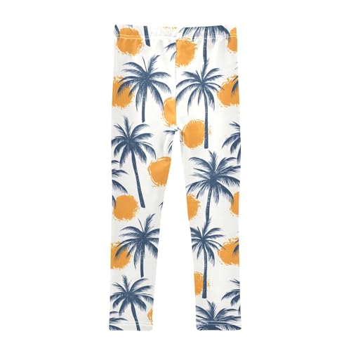 Vintage Palm Tree Girls Leggings Ultra Soft Compression Yoga Gym Pants for Kids 4-10T2