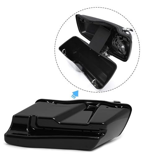 Alforjas estiradas HECASA de 5'' con tapas para altavoz de 5" x 7", compatibles con Harley Davidson Road King, Street Glide, Softail y todos los modelos Touring (1993-2013), color negro miniatura 4
