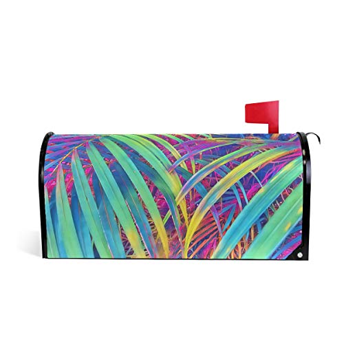 WOOR Tropical Leaves Magnetic Mailbox Cover MailWraps Garden Yard Home Decor for Outside Oversized-25.5