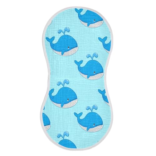 Cartoon Cute Whale Baby Burp Cloths Cotton Washcloths Absorbent Soft Burping Rags for Baby Girl Boys Muslin Burp Cloths 2 Pack