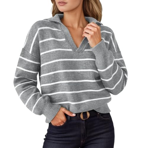 Jersey de rayas holgado de mujer con un tejido suave y caída ligera de talla grande