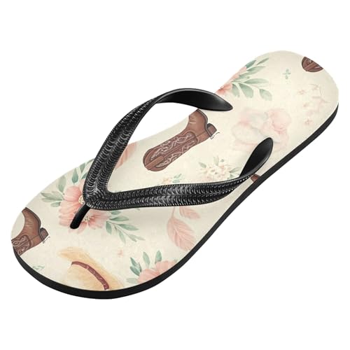 Burbuja Boot Hat Horseshoe Flowers Flip Flops for Women Men, Soft Thong Sandals Rubber Slippers for Pool Beach Essentials2
