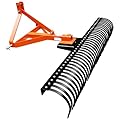 Garvee 6 ft Landscape Rake for Tractor, Heavy Duty 3 Point Tractor Rake with 37 Steel Tines and 360 Degree Rotation, Fit Cat1/Cat 2,Orange