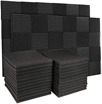 50 Pack Acoustic Panels Soundproof Studio Foam for Walls Sound Absorbing Panels Sound Insulation Panels Wedge for Home Studio Ceiling, 1″ X 12″ X 12″, Black (50PCS Black) 50 Pack Acoustic Panels Soundproof Studio Foam for Walls Sound Absorbing Panels Sound Insulation Panels Wedge for Home Studio Ceiling, 1″ X 12″ X 12″, Black (50PCS Black)
