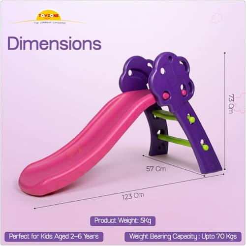 Image of Toyzone Tree Slide (Purple & Pink) for Kids| Baby Play Slide | Indoor & Outdoor Kids Slide | Easy Assembly | Safe Rounded Design|BIS Certified | Made in India | Kids Slide for 2-6 Years, Upto 70 kgs