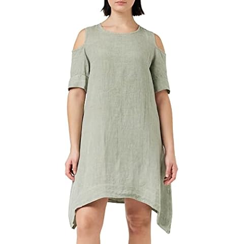 Bonamaison Vestido Casual de Lino Desteñido con Hombros Abiertos Cover