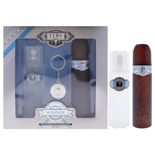 Cuba Winner by Cuba for Men – 3 Pc Gift Set 3.3oz EDT Spray, 3.3oz After Shave, Key Chain Cuba Winner by Cuba for Men – 3 Pc Gift Set 3.3oz EDT Spray, 3.3oz After Shave, Key Chain
