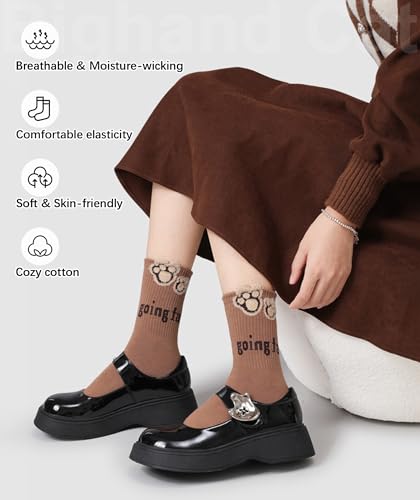 Image of IIG 5 Pairs Womens Novelty Cute Crew Socks Colorful Funny Ankle Socks Gifts for Womens Socks