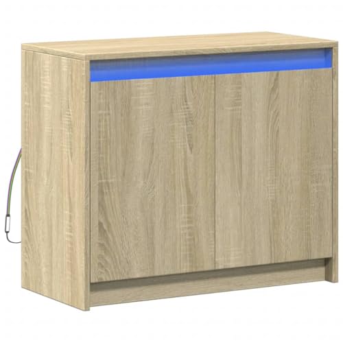 Mueble buffet duradero Sonoma de roble con iluminación LED RGB ajustable 5