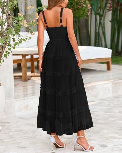 Image of PRETTYGARDEN Women's Summer Dresses 2026 Sleeveless Smocked Tiered Ruffle Tulle A-Line Flowy Wedding Party Maxi Dress