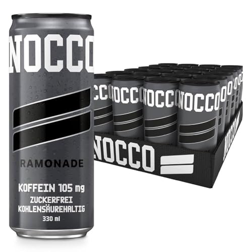 NOCCO Energy drink 24er pack zuckerfrei vegan Energy Getränk mit Koffein Vitaminen und Aminosäuren Rambutangeschmack 24 x 330ml inkl. Pfand (Ramonade)