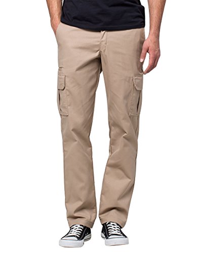 Dickies Men's Slim Straight Stretch Twill Cargo Pant, Desert Sand, 34x32