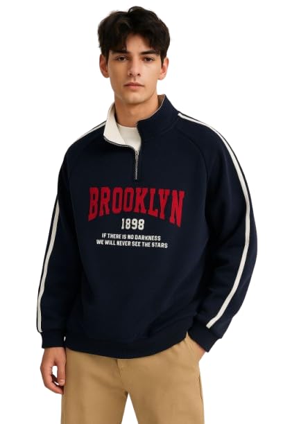 imsa moda Men's Collar Chain Cotton Fleece Sweatshirt | Warm Hoodie for Gym, Travel & Casual Winter Wear | Stylish & Comfortable Pullover-picture-10