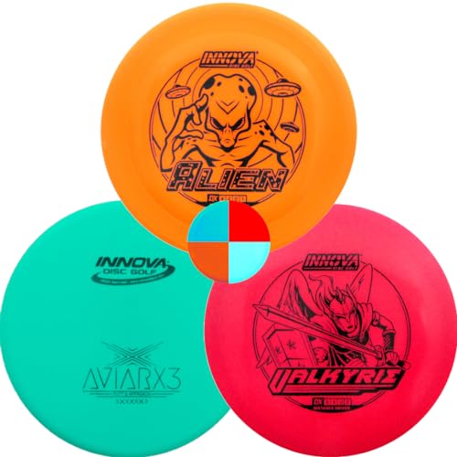 Innova Discs Golf DX 3 Disc Set | Driver, Midrange, Putter | Valkyrie, Alien, AviarX3 + G3T Blank top mini