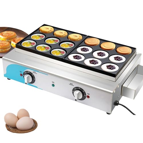 18-Hole Red Bean Cake Maker - Non-Stick Egg Burger Machine with Cool-Touch Handles for Easy Home Cooking