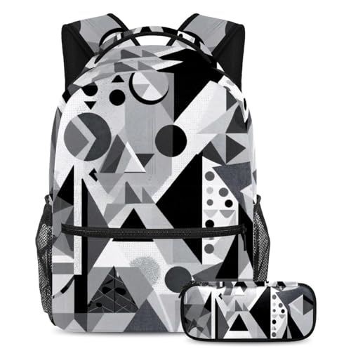 Ensemble de cartables pour enfants avec trousse, fini le désordre avec le motif gris abstrait