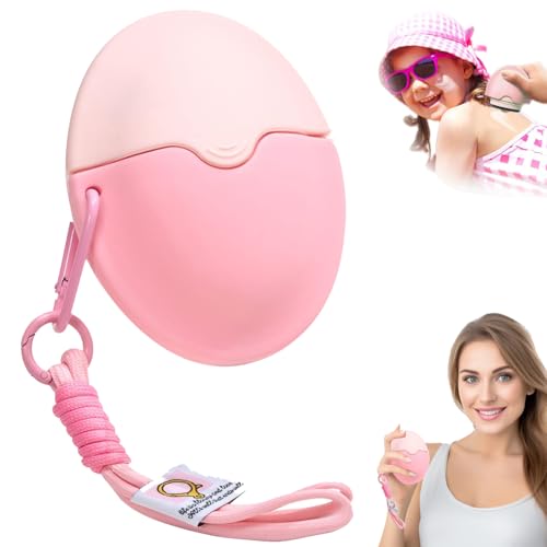 Image of Sunscreen Applicator - Portable BPA-Free Refillable Roll-On Sponge with Replacement Heads - Smooth, Mess-Free Application for Kids, Adults & Families - Perfect Travel Size (Pink)