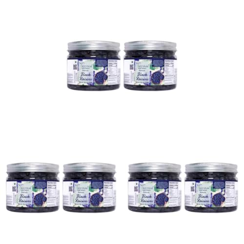 Image of Tassyam Premium Hand Picked Black Raisins 600g (2x 300g) Jar | Healthy Natural Dry Fruits Luxury Pack of Kali Draksh Kishmish (Pack of 3)