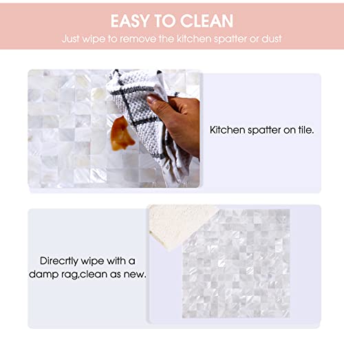 1 - Sheet Peel And Stick Pearl Shells Backsplash Tiles, Stick On Backsplash For Kitchen, Bathroom, Bedroom (11.8"X11.8", Sample In White Nature) #TOP3