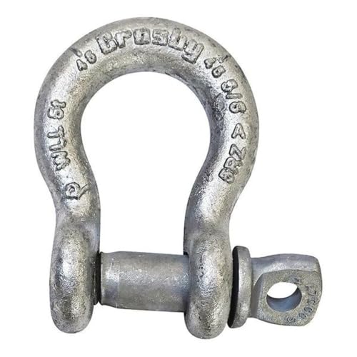 Crosby 1017582 G-209A Alloy Screw Pin Anchor Shackle | 1 Inch | 12.5 Ton Working Load Limit | Forged Steel | Hot-Dip Galvanized