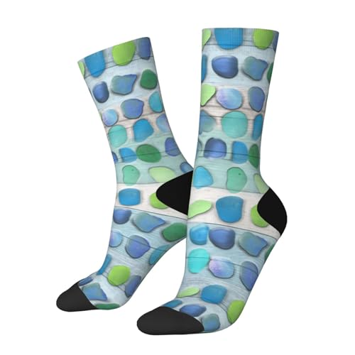 Media Deporte Vidrio Marino, Madera Flotante De Playa Calcetines Futbol Cómodos Crew Socks Transpirables Calcetines Deporte Para Senderismo Regalo Tennis