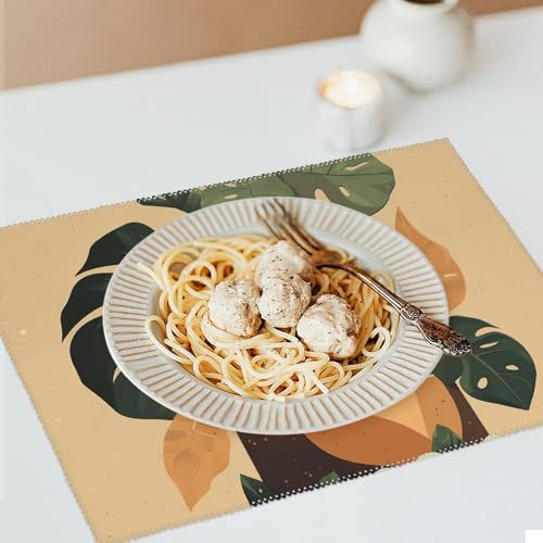 Set de table gris lavable et antidérapant motif Monstera x6 - 7
