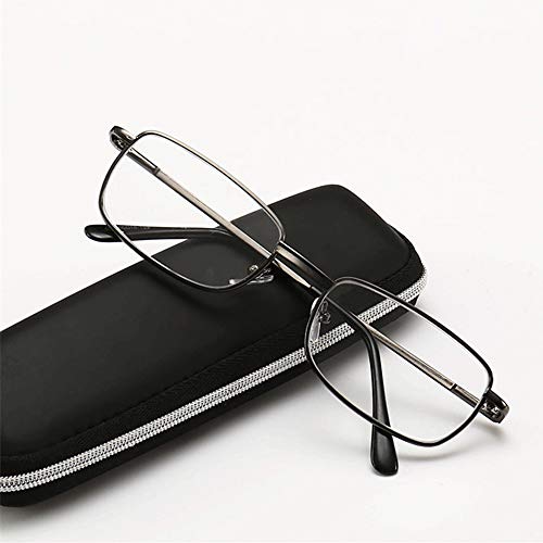YYQ SHOP Lunettes De Lecture pour des Hommes Armature en Métal Temple du Printemps Style Rectangle Lentille en Verre Cristal Lecteurs, pour Ordinateur, Télévision, Tablette, Téléphone Cover