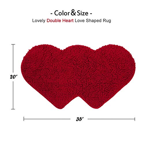 Mayshine Non-Slip Bathroom Rug Love Shaped Shag Shower Fun Mat Water Absorbent Soft Microfibers, Suitable For Home, Living Room, Bedroom, Sofa And Doormat Entrance Welcome (20.5X35 Inches Red)… #TOP2