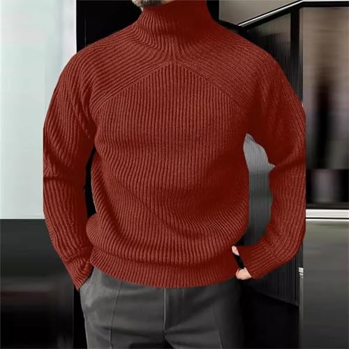 Men's Winter Turtleneck Solid Color Wool Pullover Long Sleeve Street Fashion Casual Sweater3