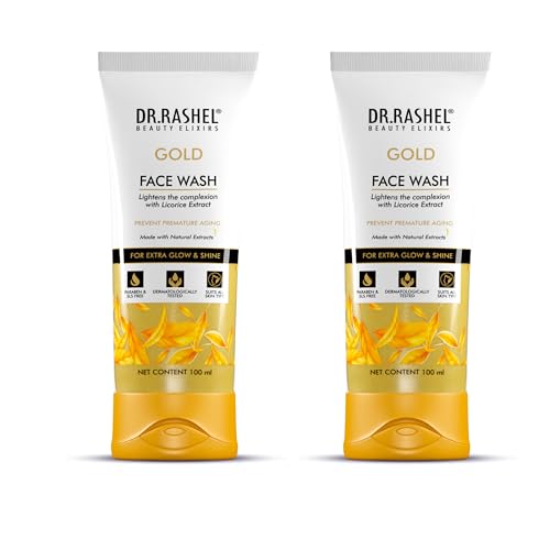 Image of DR.RASHEL Gold Face Wash Lighten the Complexion with Licorice Extract with No Parabens | SLS | Silicones & Colour | 100ml Each | Pack of 2