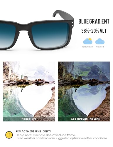 Image of BLAZERBUCK Anti-salt Replacement Lenses for Oakley Holbrook XL OO9417, Anti-Scratch, Impact Resistant & Perfectly Fit - Blue Gradient