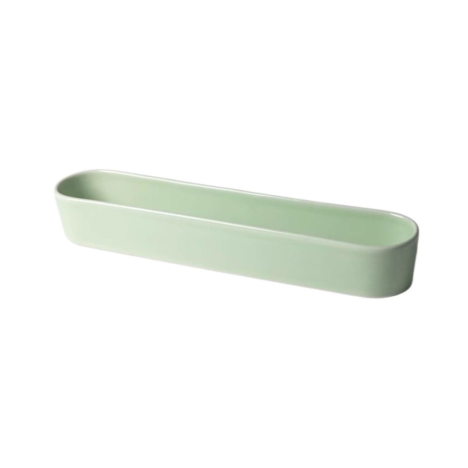 Mw9sBd8rF Shallow Flower Bowl Desktop Long Oval Ceramic Flower Arranging Saucer(Green)