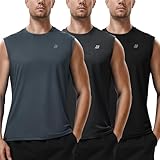 Roadbox Men's Workout Sleeveless Shirts 3 Pack Athletic Gym Basketball Quick Dry Muscle Tank Tops