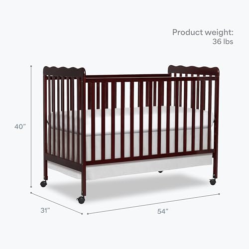 Image of Dream On Me Full Size Carson 3-in-1 Convertible Baby Crib, Locking Wheels | Portable & Converts to Toddler Bed & Daybed, 3 Adjustable Height, Wooden Crib, GREENGUARD Gold & BSA Verified, Espresso
