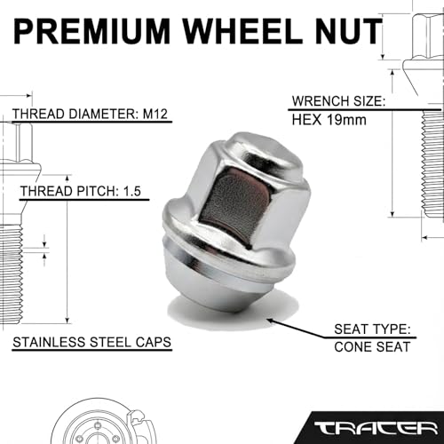 20x Radmuttern M12x1,5 60° Kegelbund geschlossen – SW 19mm – Höhe 31mm – verchromt mit Edelstahlkappe – Radmuttern Satz für Alufelgen – konisch