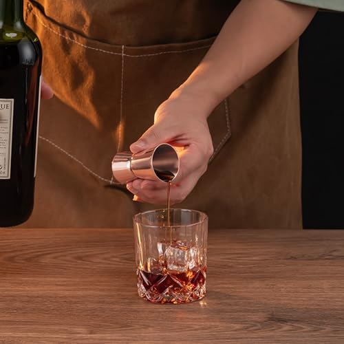 Image of Briout Double Cocktail Jigger Set - 2 Pcs Japanese Premium 304 Food Grade Stainless Steel, 1 OZ 1 /2 OZ, Flat Edge Rose Gold